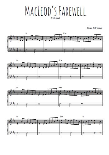Téléchargez l'arrangement pour piano de la partition de MacLeod's Farewell en PDF